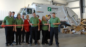 The ribbon is cut at the Oskaloosa recycling center