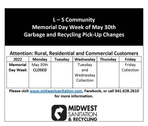 L-S Community Memorial Day Schedule