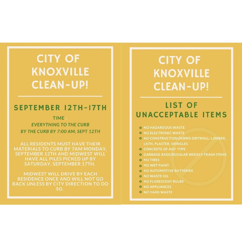 Knoxville CleanUp Schedule Fall 2022