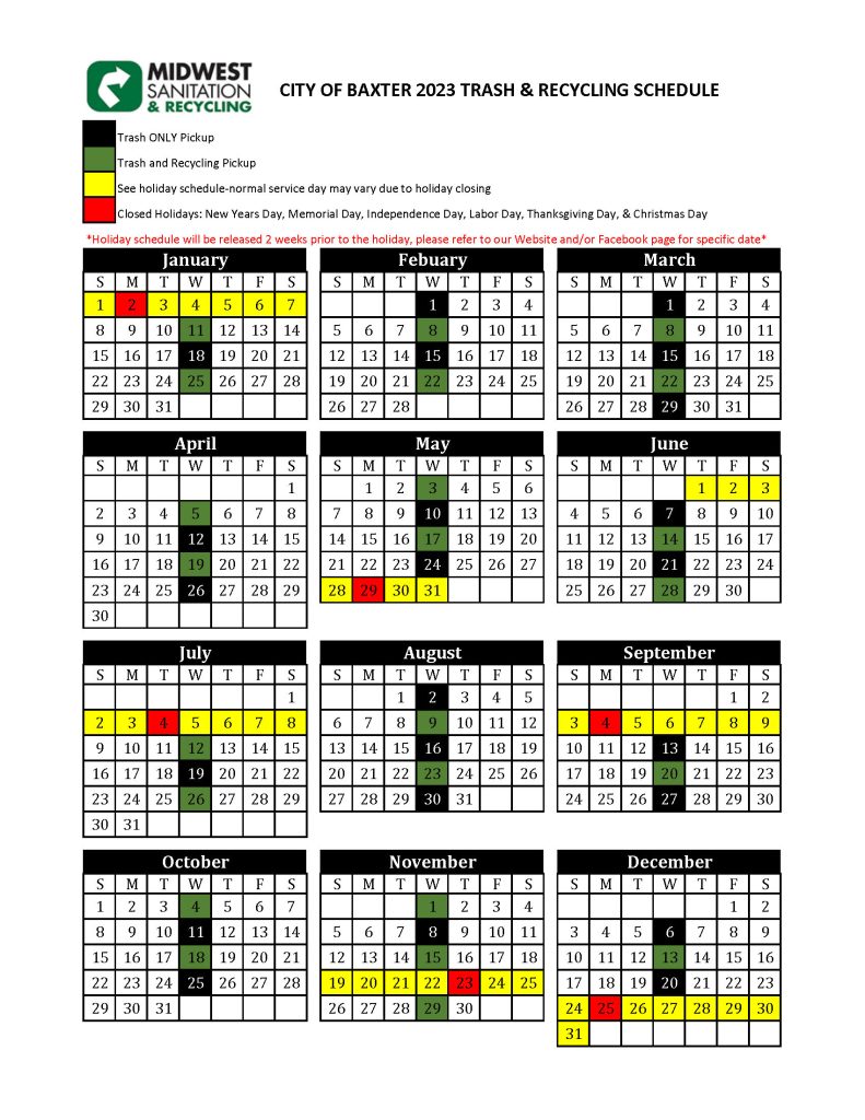 2023 Service Calendars Midwest Sanitation Recycling 2023 Service Calendars Midwest Sanitation Recycling