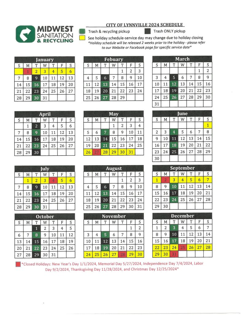 2024 Lynnville Schedule