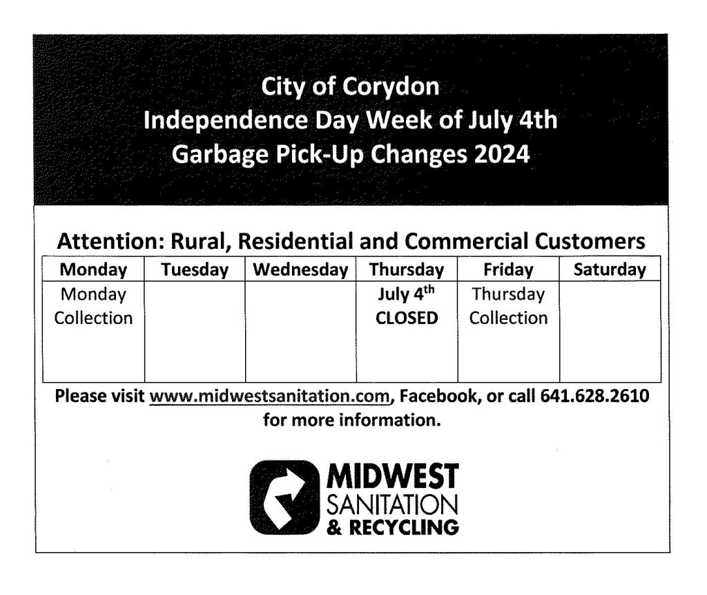 Corydon - July 4th, 2024 Schedule