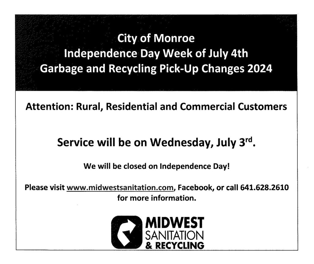 Monroe - July 4th, 2024 Schedule