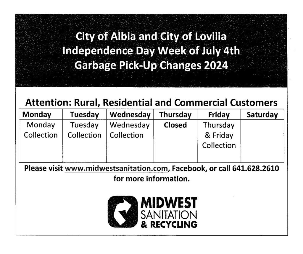 Albia - July 4th, 2024 Schedule